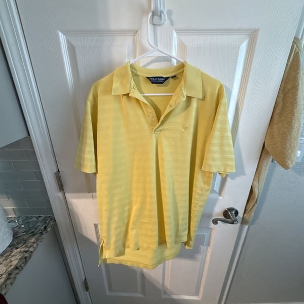 Polo Golf Ralph Lauren Polo Shirt Size L Yellow Striped Pima Cotton