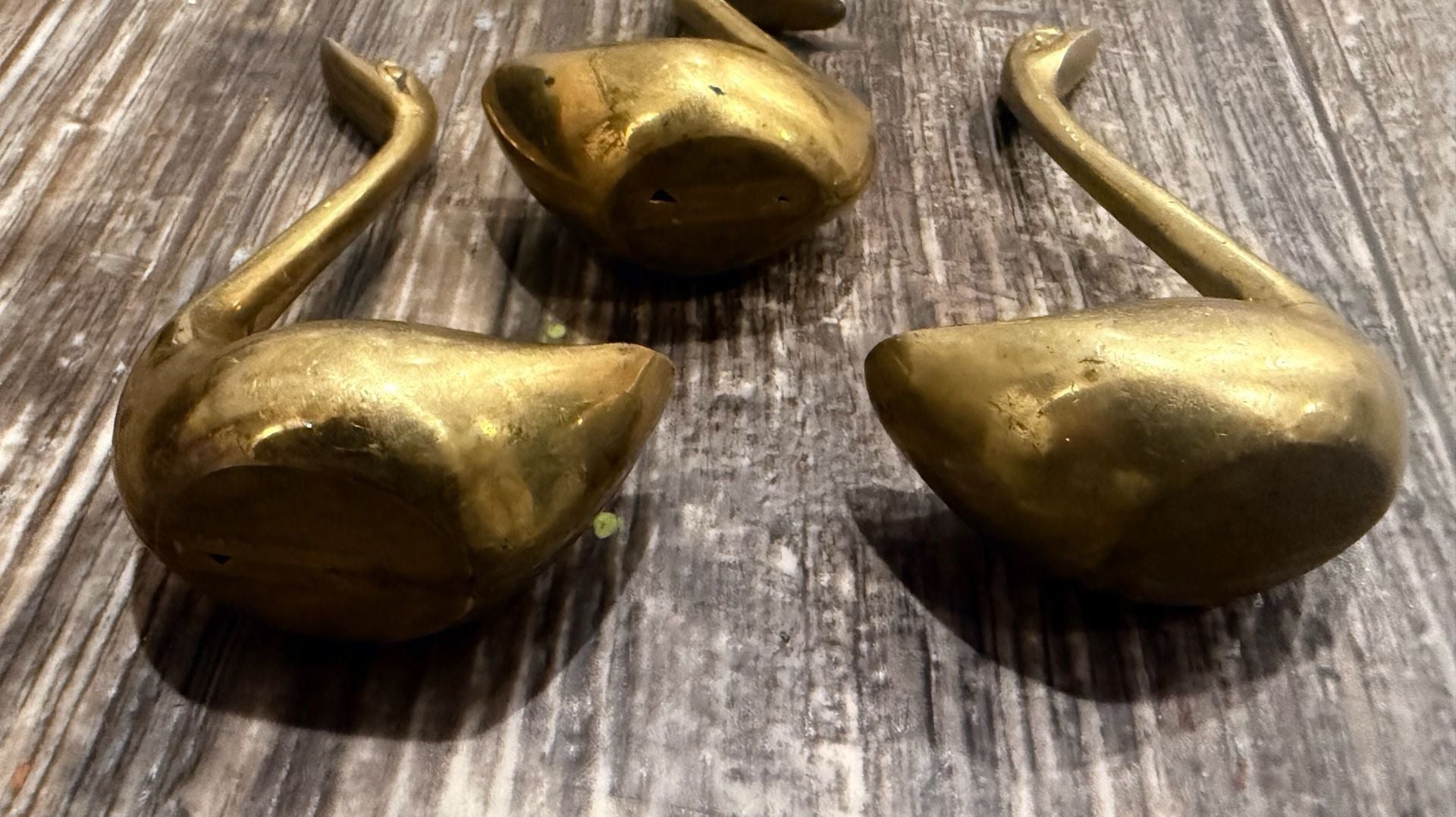 Vintage Brass Swan Figurines Set of 3 4