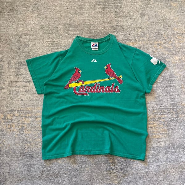 Vintage 2000s Majestic St. Louis Cardinals Pujols Size L Green Baseball T-Shirt