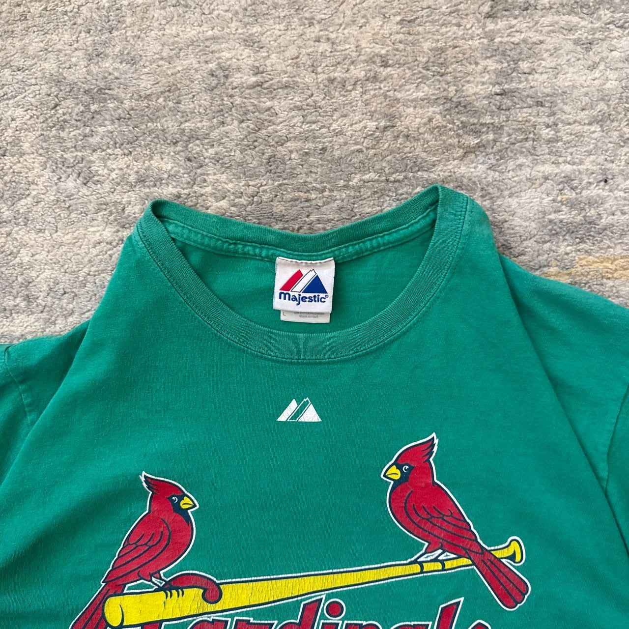 Vintage 2000s Majestic St. Louis Cardinals Pujols Size L Green Baseball T-Shirt 3