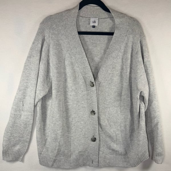 Cabi Front Button Cardigan V-Neck Long Sleeve Knit Gray Women’s Small
