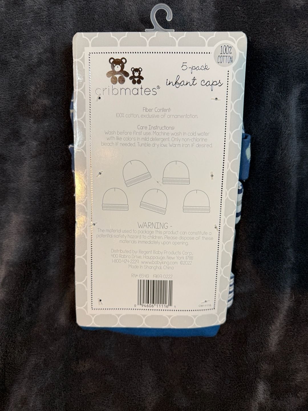 Kids Cribmates 5-Pack Infant Caps Nautical Whale Anchor Blue Cotton New # 87 2