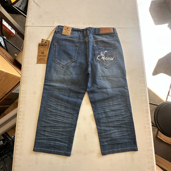 Kipone Jeans Size 30 Blue Denim Embroidered Y2K Baggy