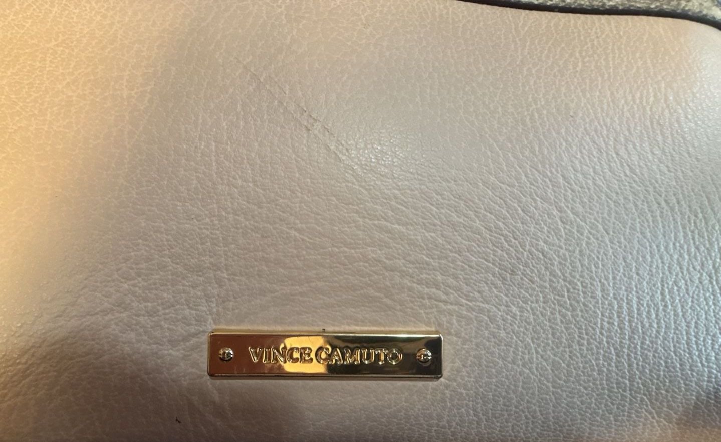 Vince Camuto Clutch Bag Beige Snakeskin Trim Gold Hardware 3