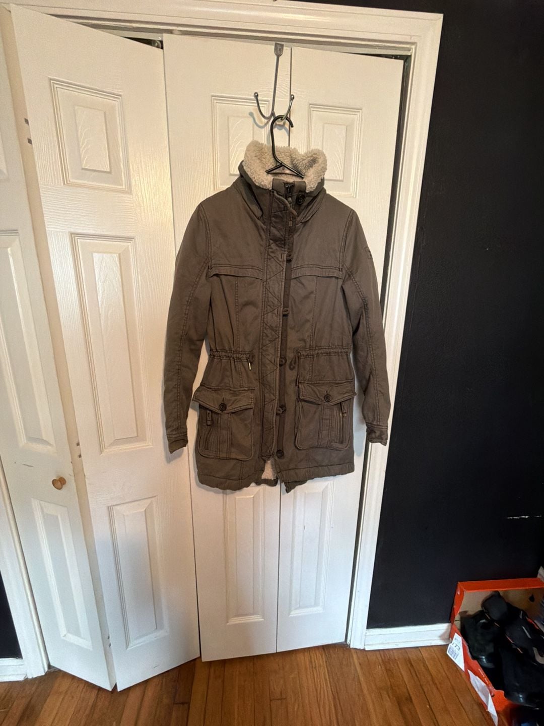 Abercrombie & Fitch Utility Jacket Size M Green Sherpa Lined Parka 2