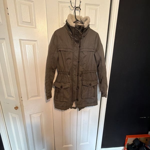 Abercrombie & Fitch Utility Jacket Size M Green Sherpa Lined Parka