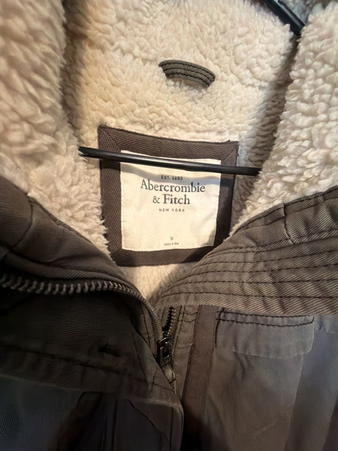 Abercrombie & Fitch Utility Jacket Size M Green Sherpa Lined Parka 3