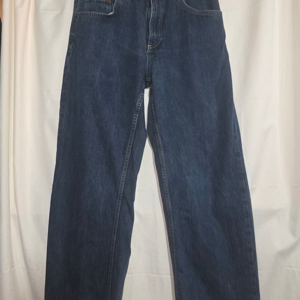 Zara Wide Leg Jeans Size 6 Blue Denim High Rise
