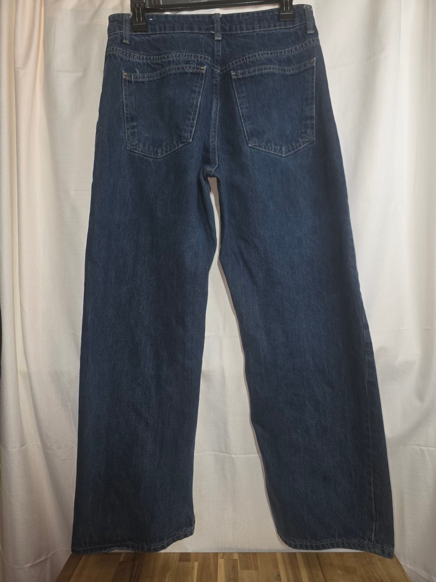 Zara Wide Leg Jeans Size 6 Blue Denim High Rise 4