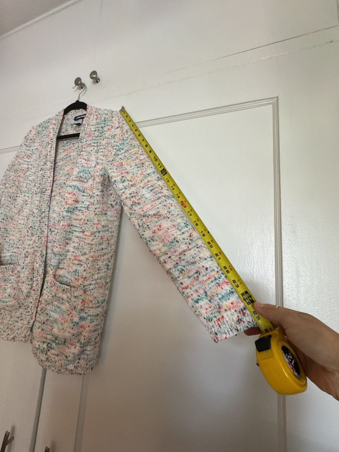 Lands' End Open Front Confetti Knit Cardigan Size S 6-8 Multicolor Sweater Lounge Librarian  7