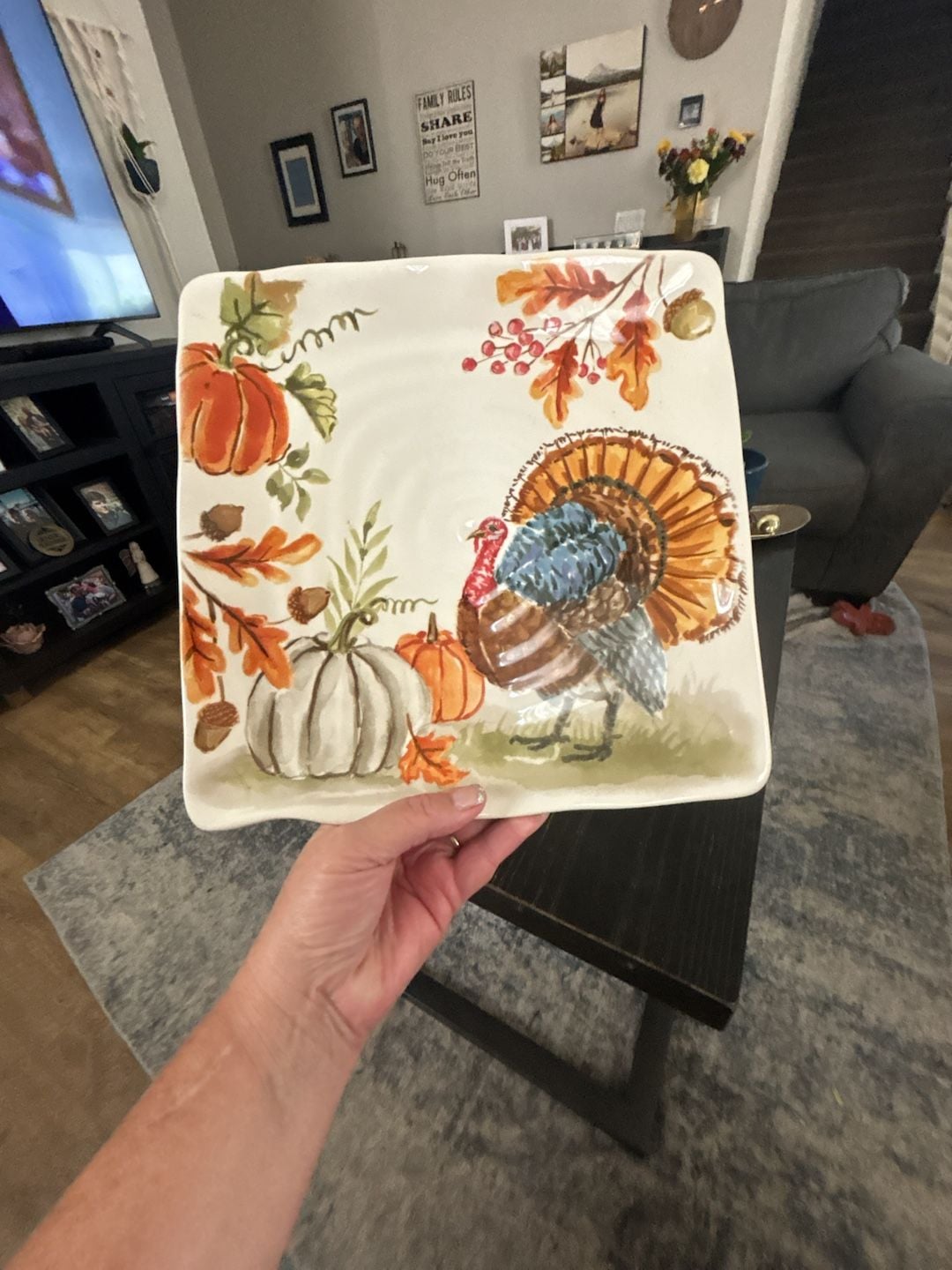 Maxcera Turkey Fall Thanksgiving Square Serving
Plate 1