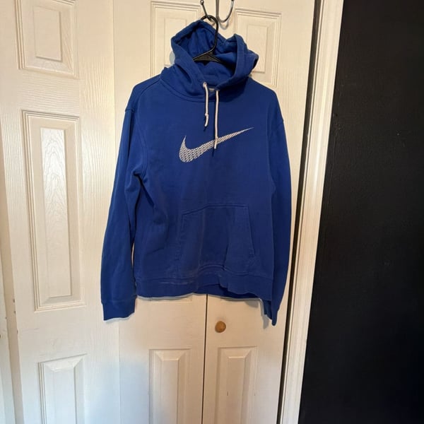 Nike Hoodie Size L Blue Graphic Swoosh Sweatshirt