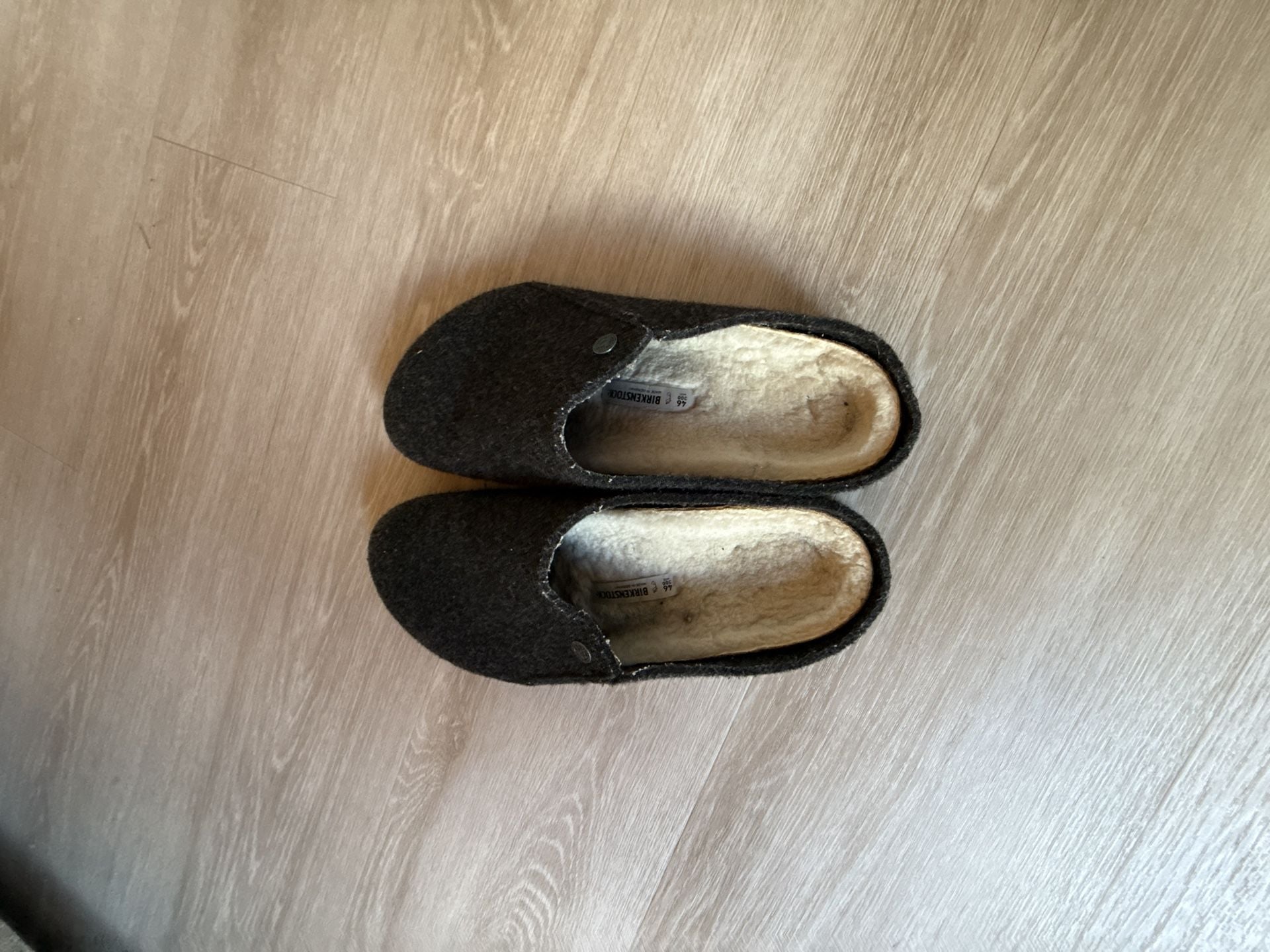Birkenstock Zermatt Shearling Wool Felt Slippers Size 46 Dark Grey 2
