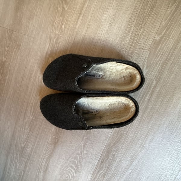 Birkenstock Zermatt Shearling Wool Felt Slippers Size 46 Dark Grey