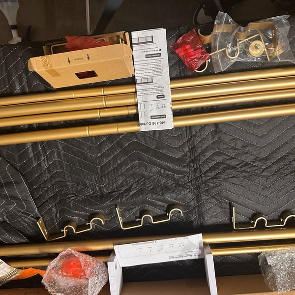 Kamanina Double Curtain Rod Size 36-72 and 140 -195 Gold