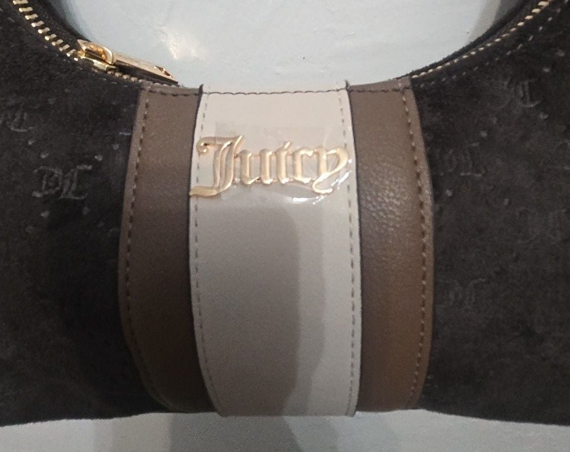 Juicy Couture Shoulder Bag Black Velvet Gold Chain 4