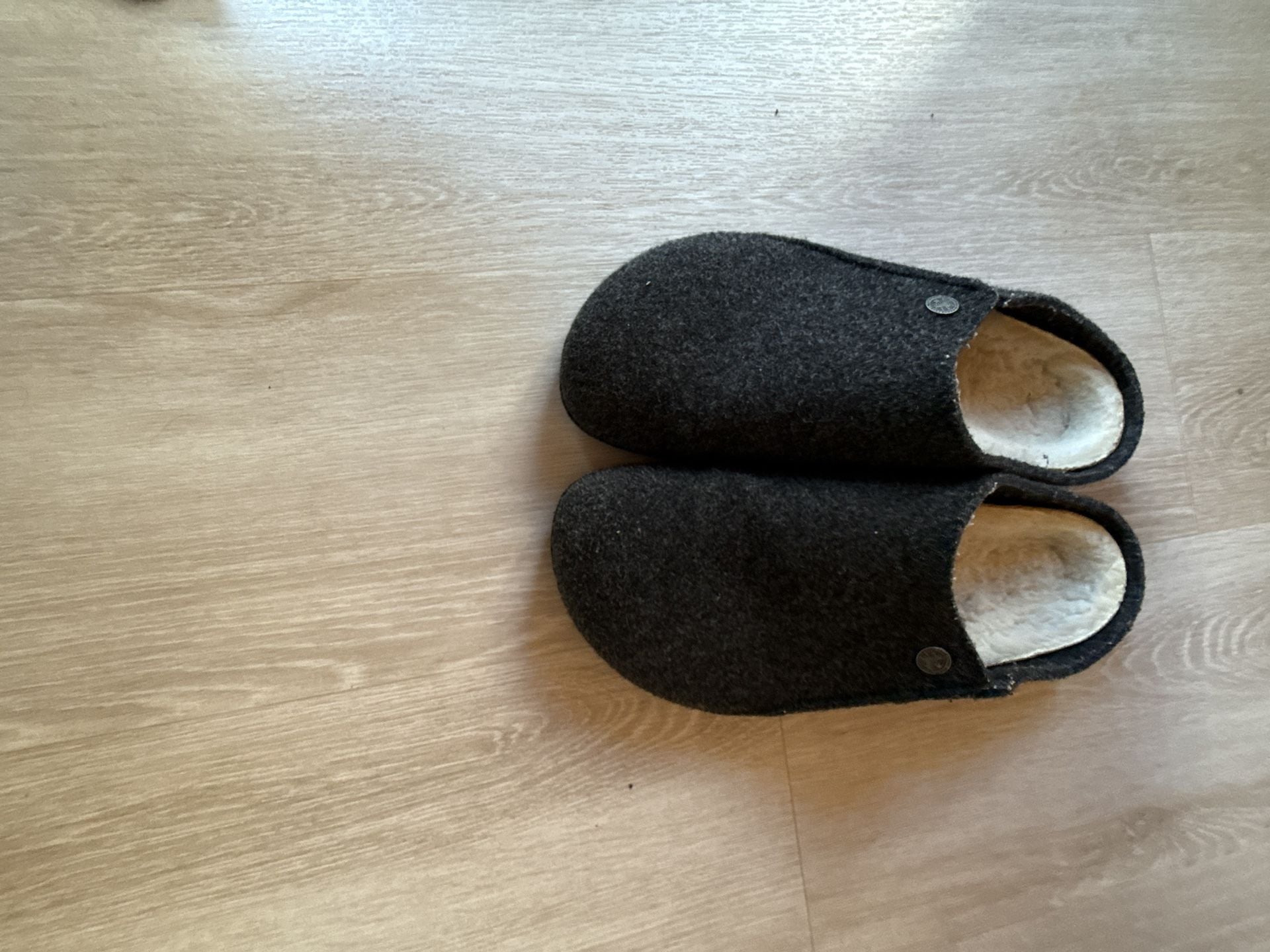 Birkenstock Zermatt Shearling Wool Felt Slippers Size 46 Dark Grey 7