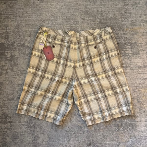 NWT Tommy Bahama Champion Plaid Linen Shorts Size 38 Sisal Brown