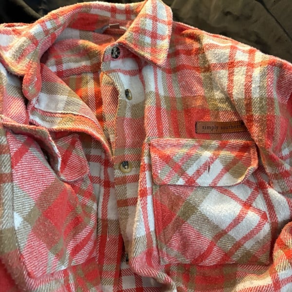 Simply Southern Preppy Plaid Light Jacket Shacket - ,