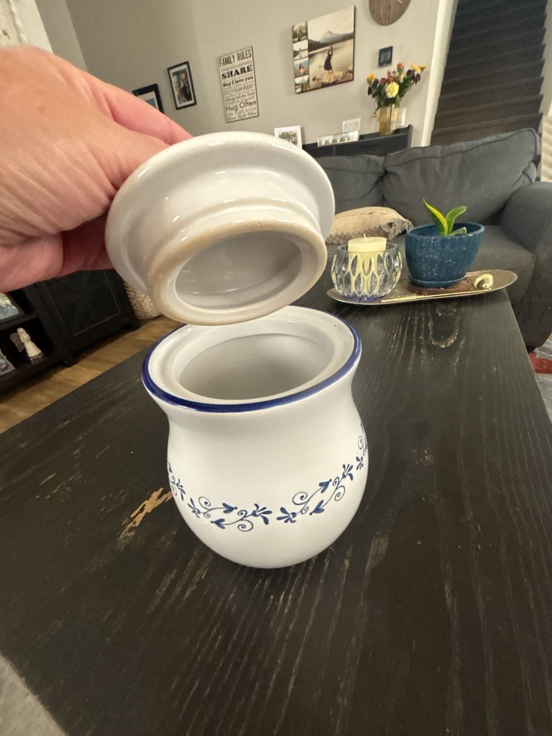 Home Ceramic Canister White Blue Floral Vine 2