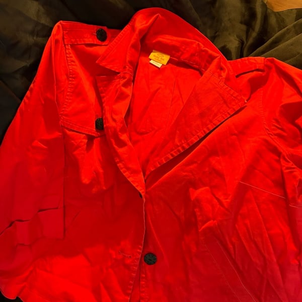 RUBY RD Lightweight Blazer Jacket Big Button Cherry Red Womens Size 16 💗196