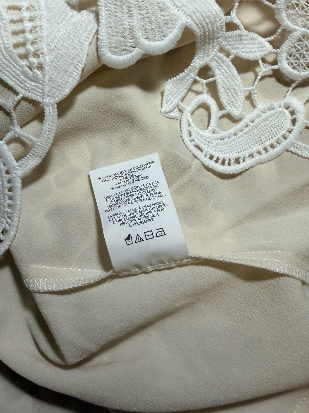 CAbi Crochet Tank Top White Lace Overlay Spaghetti Strap White Floral Large  8