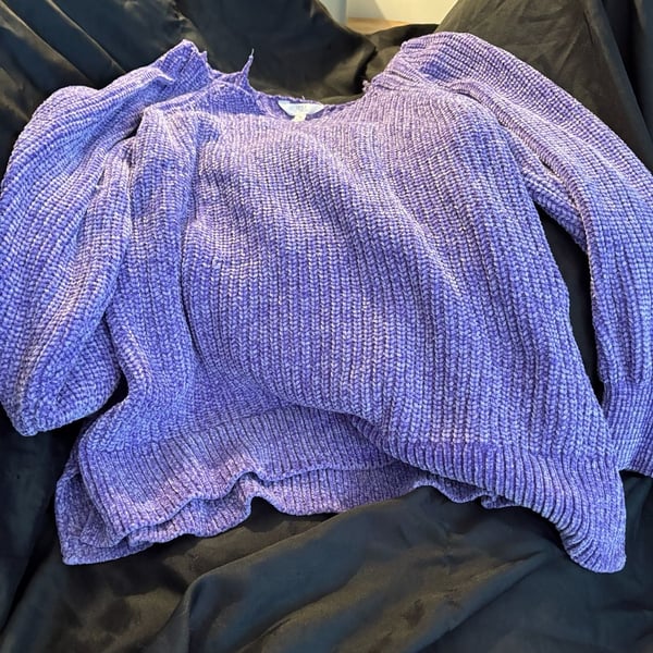 Lilac Knit Cotton Sweater - Hand Knit Cotton Women Sweater - Loose Cotton Sweater - Arm Knitting Women Pullover - Loose Natural Women Top -