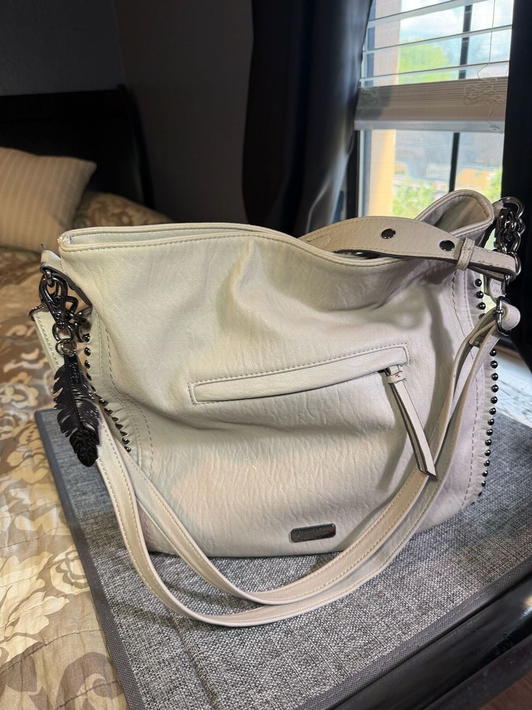 Jessica Simpson Studded Shoulder Bag Grey 2