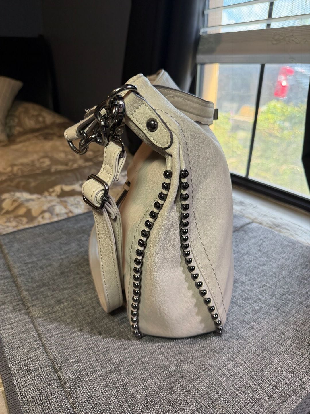 Jessica Simpson Studded Shoulder Bag Grey 3