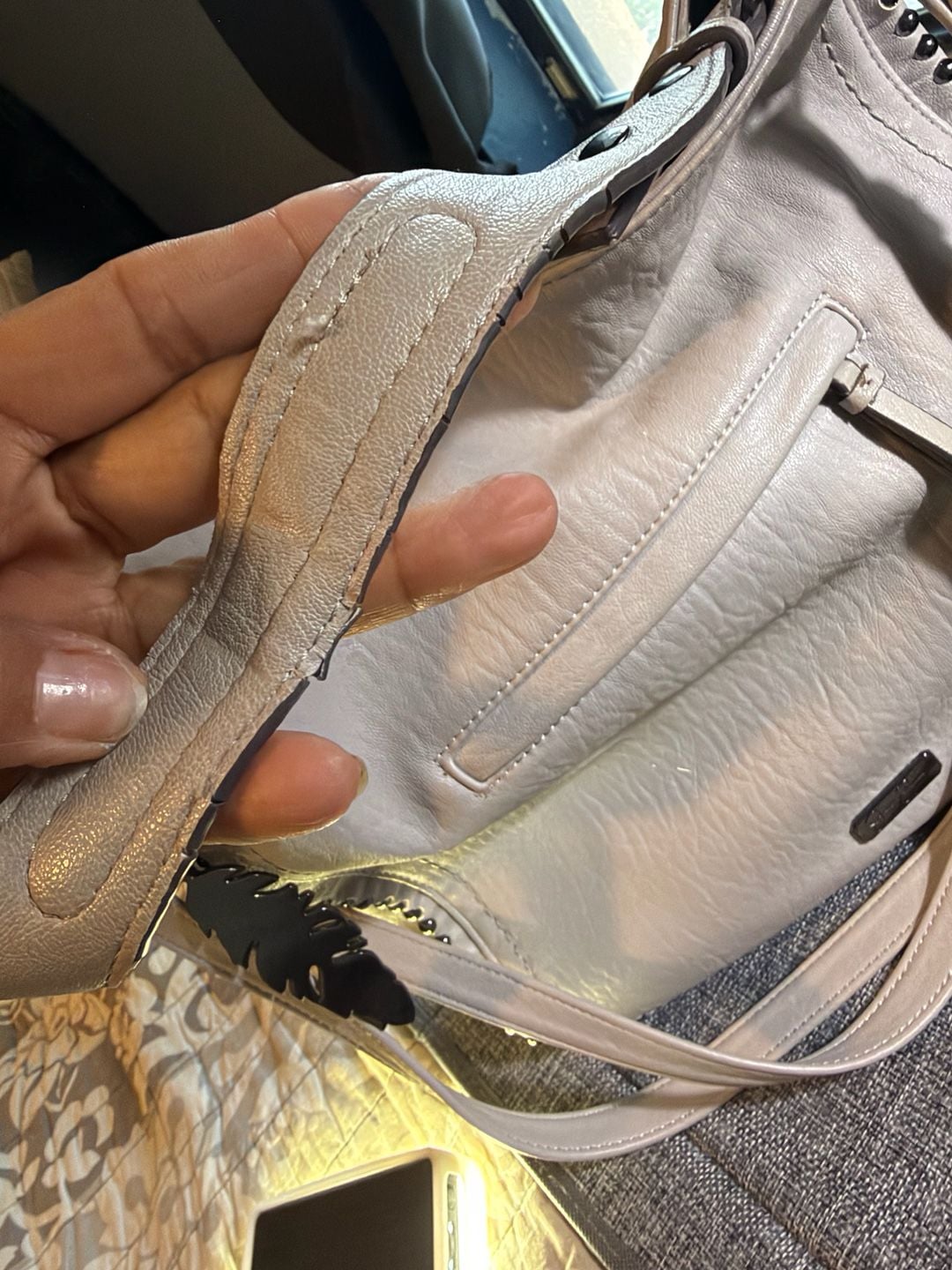 Jessica Simpson Studded Shoulder Bag Grey 9