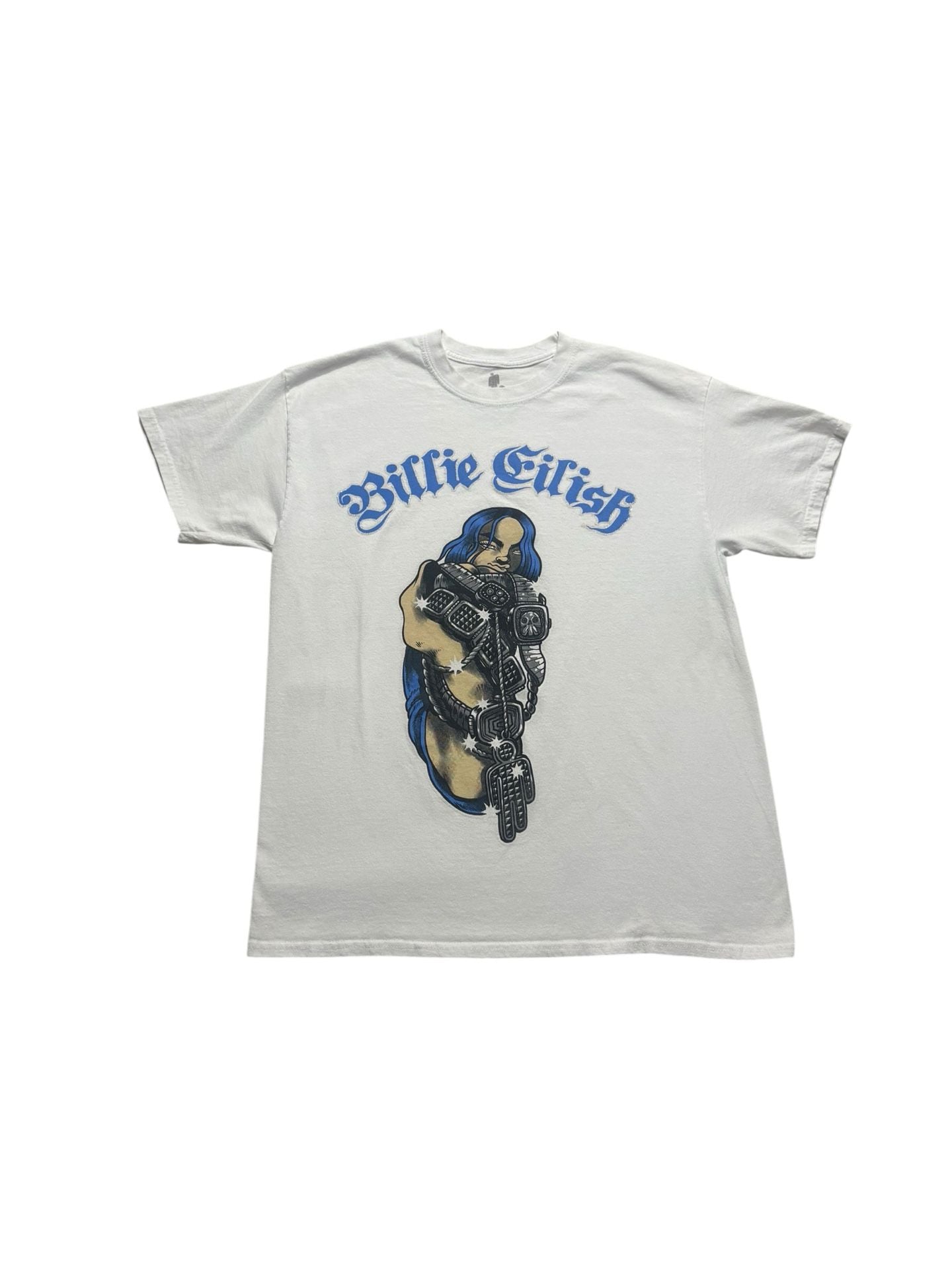 Billie Eilish Bling T-Shirt Size L White Graphic Print Official Tour Merch 2