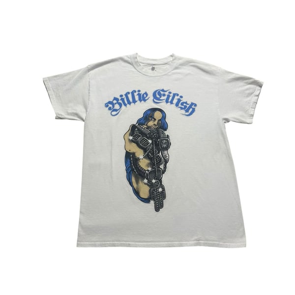 Billie Eilish Bling T-Shirt Size L White Graphic Print Official Tour Merch