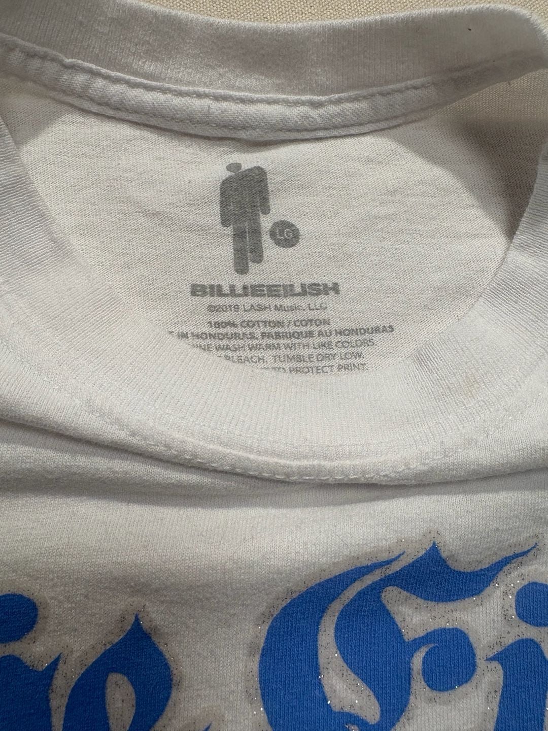 Billie Eilish Bling T-Shirt Size L White Graphic Print Official Tour Merch 4