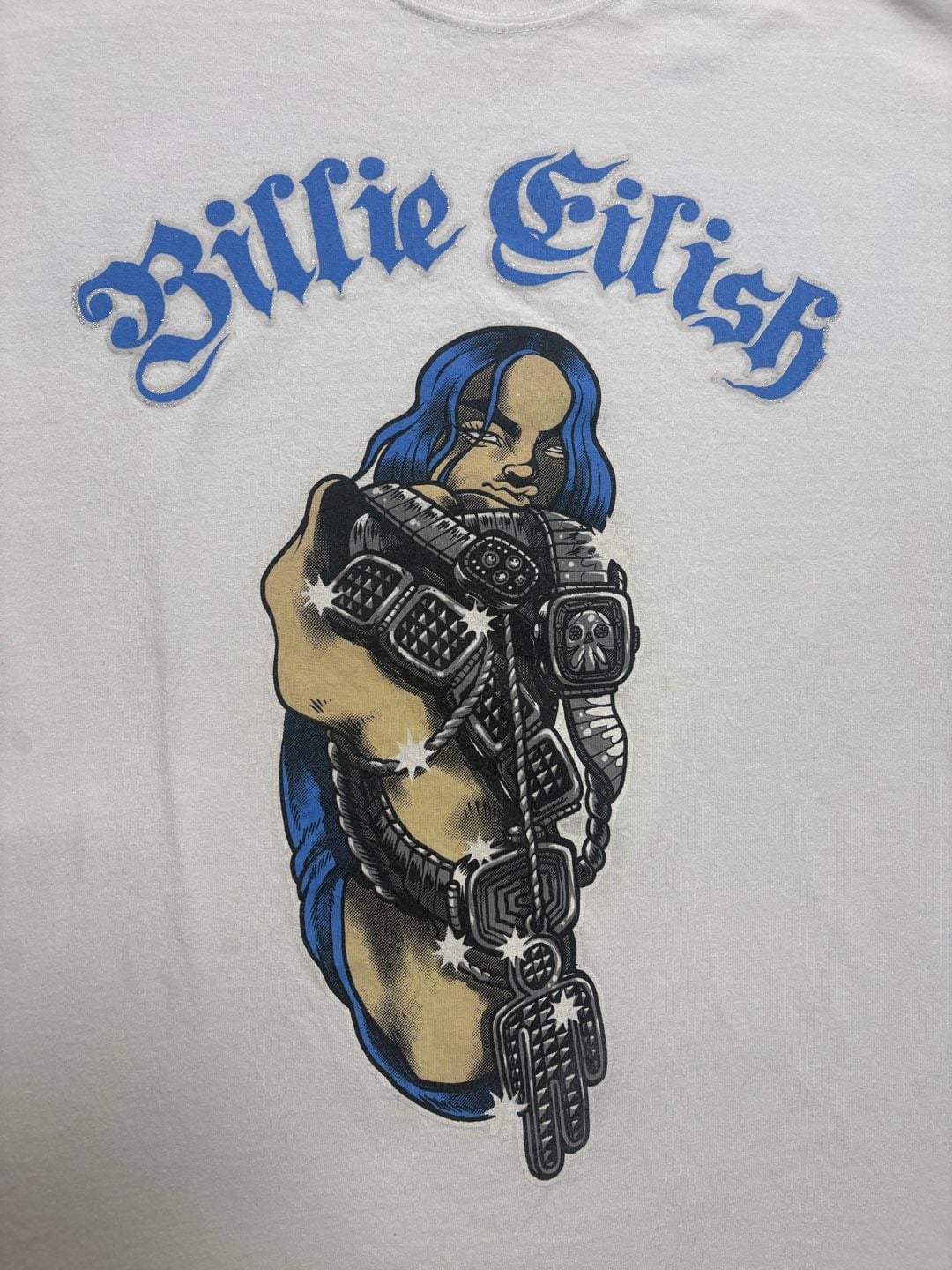 Billie Eilish Bling T-Shirt Size L White Graphic Print Official Tour Merch 5