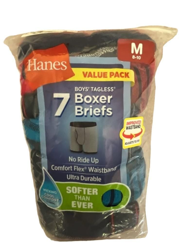 Hanes Boys 7-Pack Tagless Boxer Briefs Size M 8-10 2
