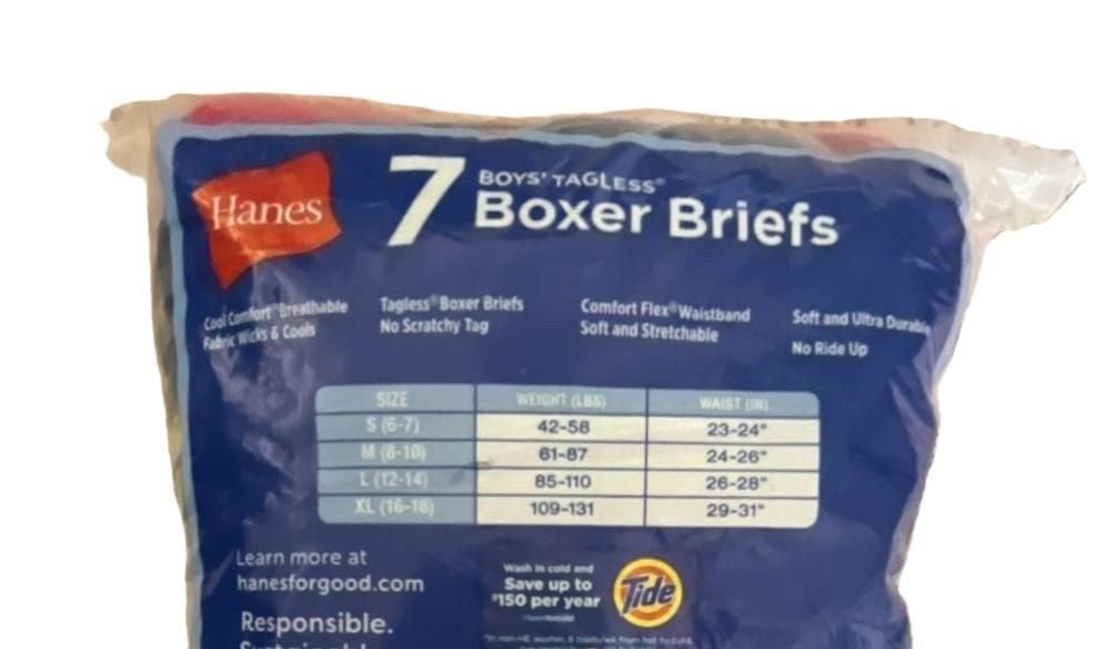 Hanes Boys 7-Pack Tagless Boxer Briefs Size M 8-10 3