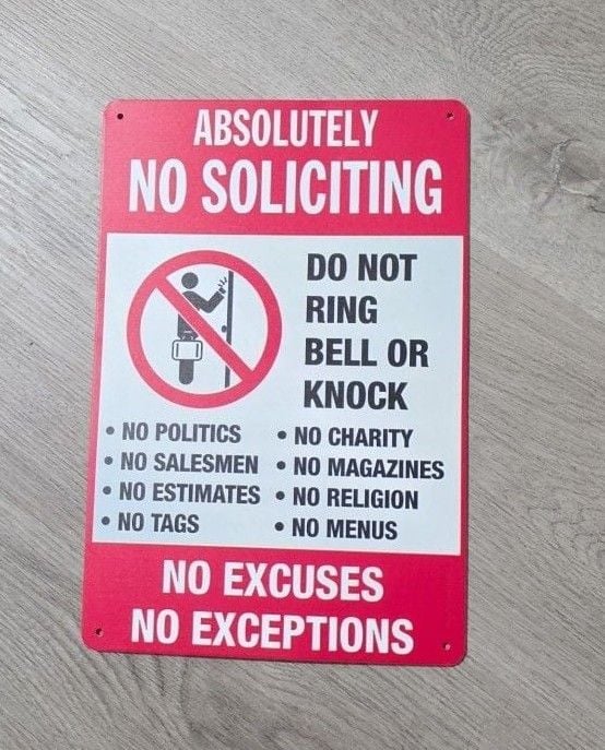 SmartSign Absolutely No Soliciting Metal Sign Do Not Ring Bell Or Knock 1