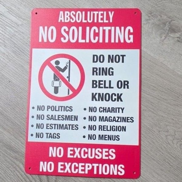 SmartSign Absolutely No Soliciting Metal Sign Do Not Ring Bell Or Knock