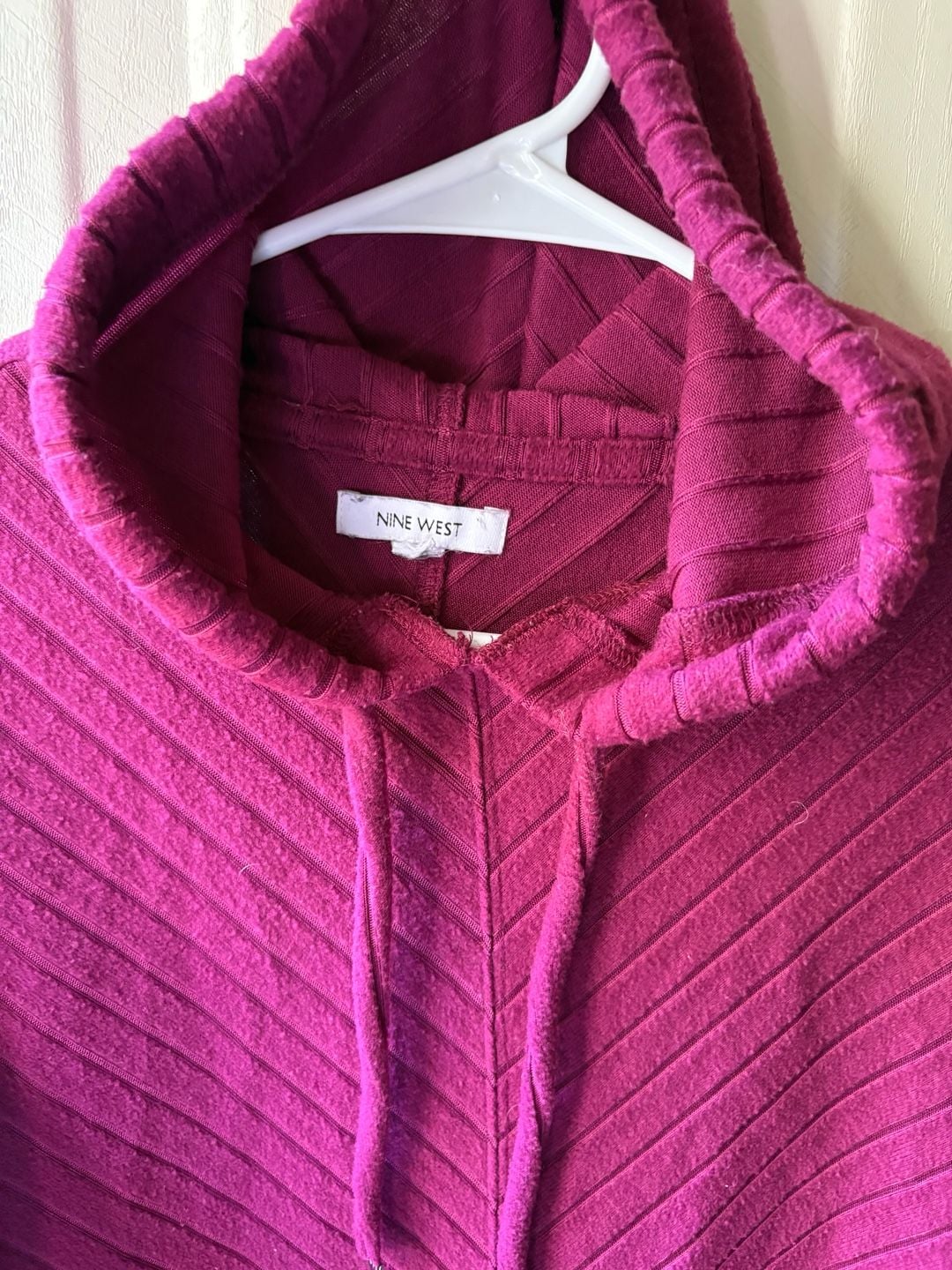 Nine West Hooded Tunic Sweater Magenta Textured 3