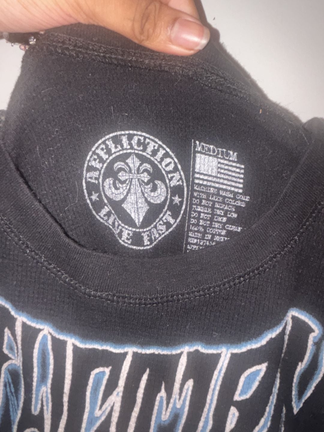 Affliction Ice Inferno Thermal Long Sleeve Size Medium Black Skull 3
