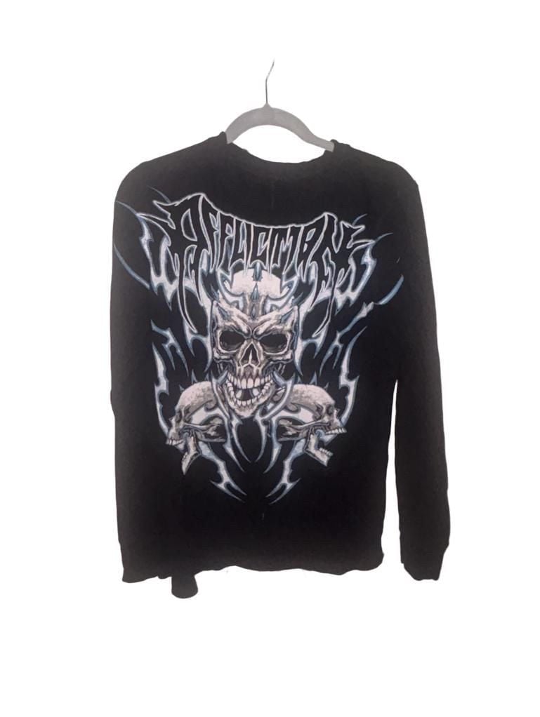 Affliction Ice Inferno Thermal Long Sleeve Size Medium Black Skull 2