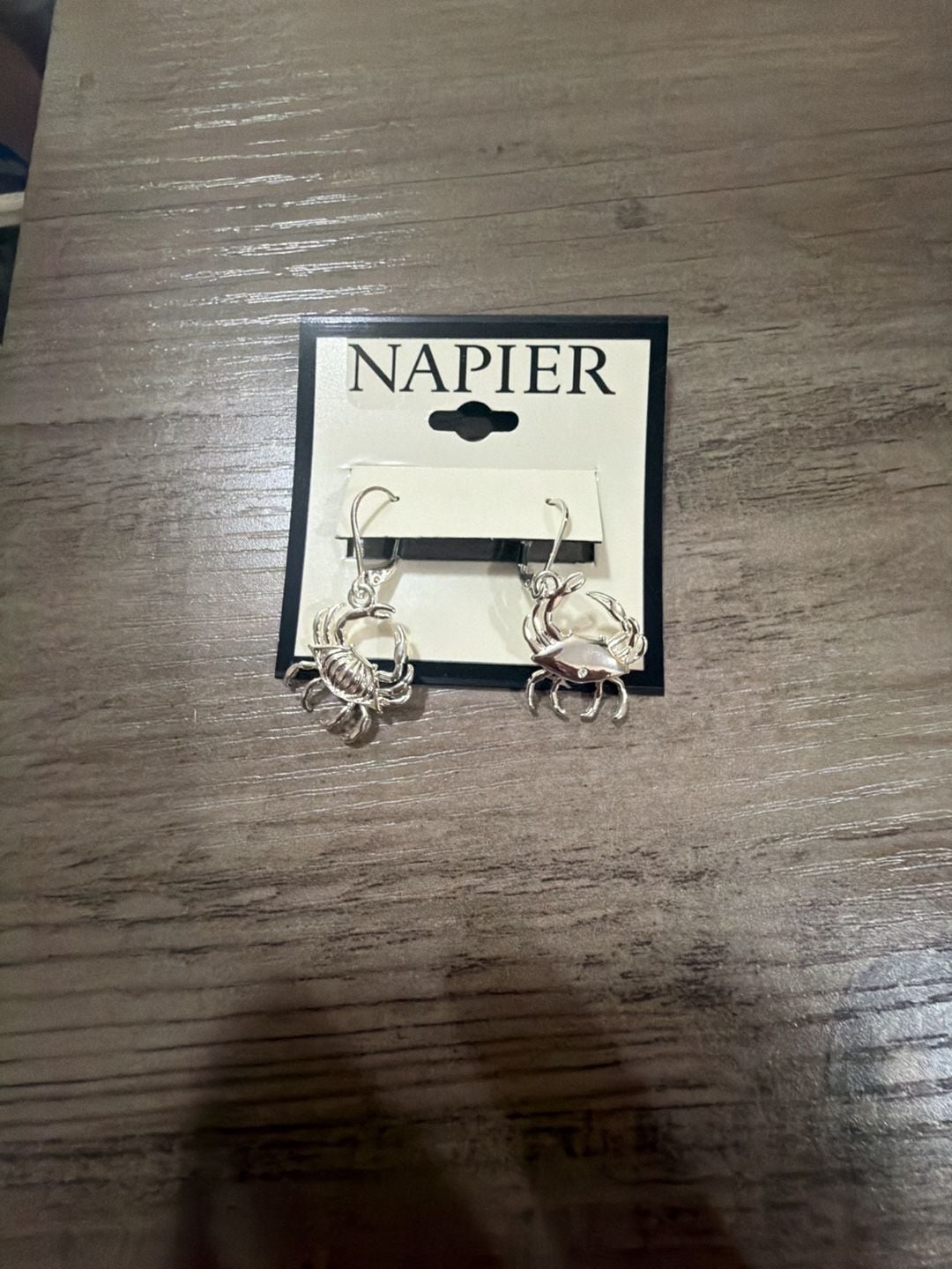 Napier Silver Tone Crab Drop Earrings 2