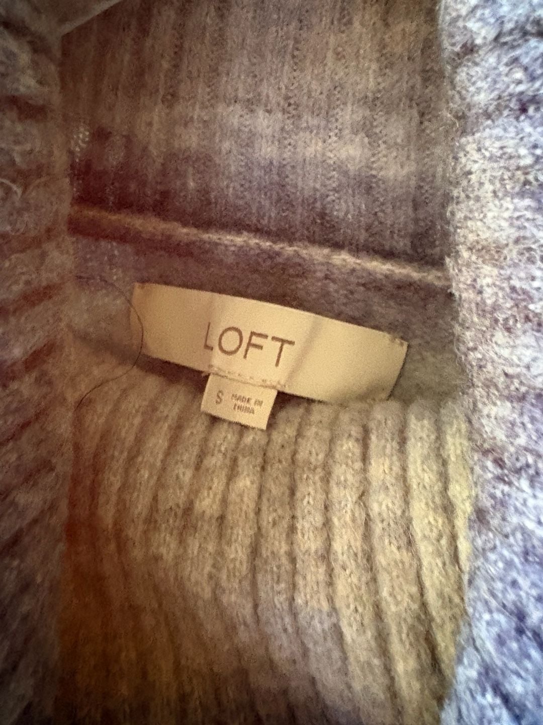 LOFT Ombre Cowl Neck Sweater Size S Blue Tan Pullover Knit Cozy Oversize 3