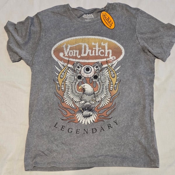 Von Dutch Eagle Skull Legendary Graphic Mineral Wash T-Shirt