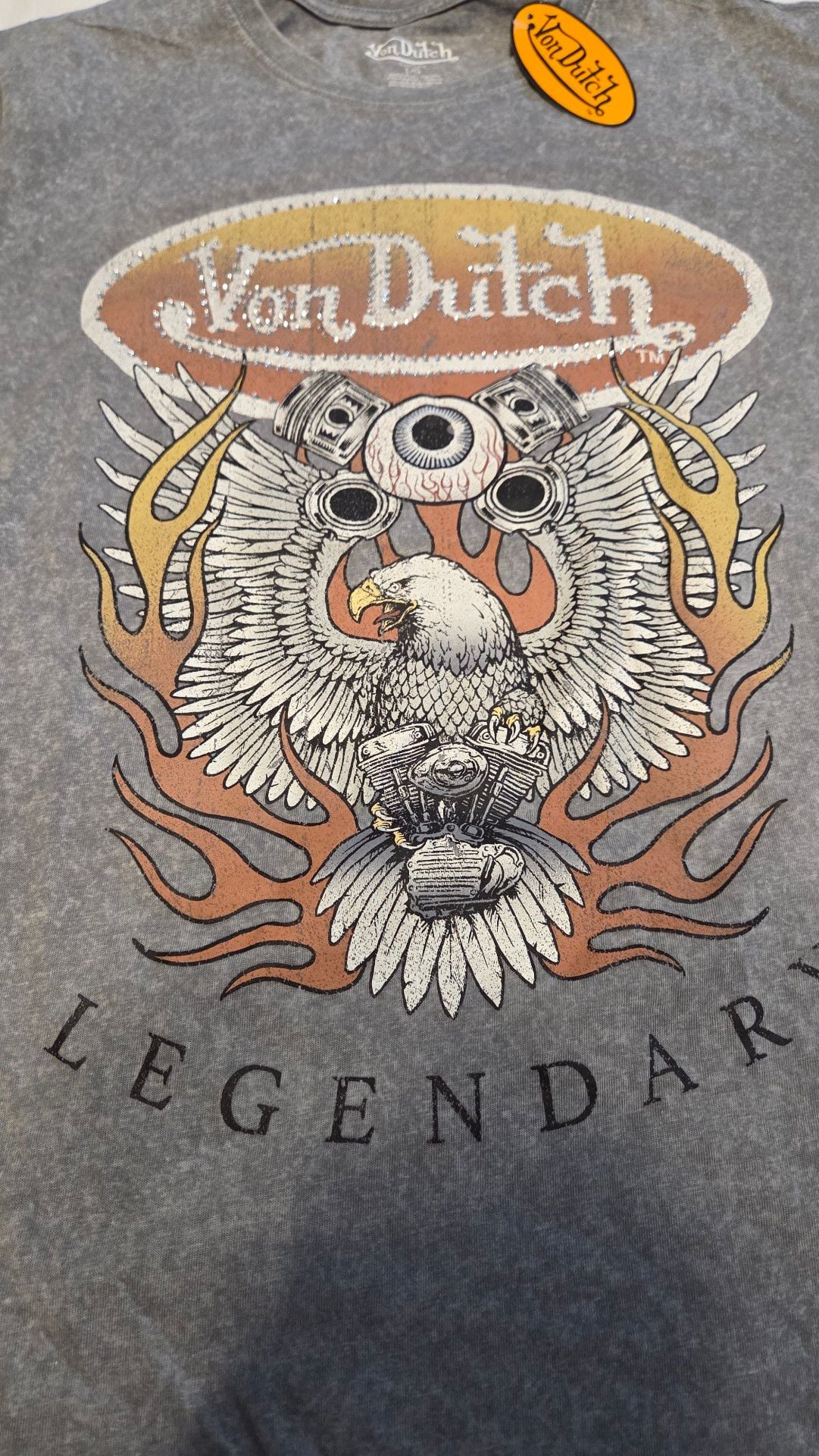 Von Dutch Eagle Skull Legendary Graphic Mineral Wash T-Shirt 4