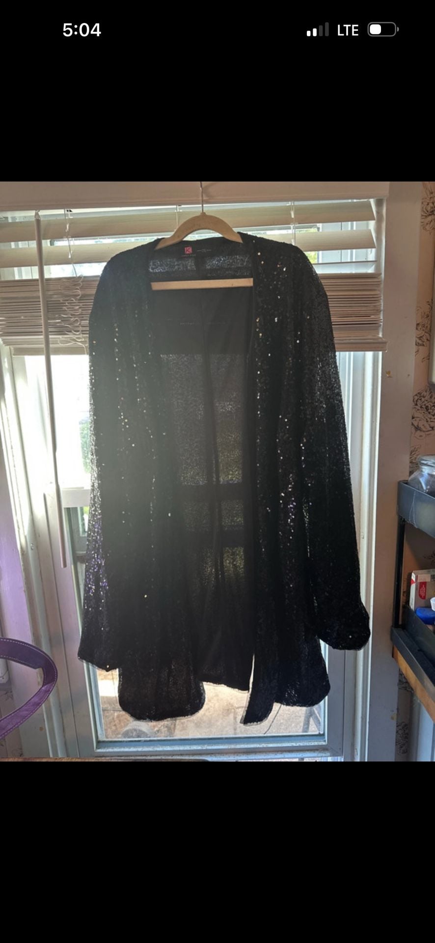 Kancy Kole Black Sequin Open-Front Cardigan Jacket 2XL 2