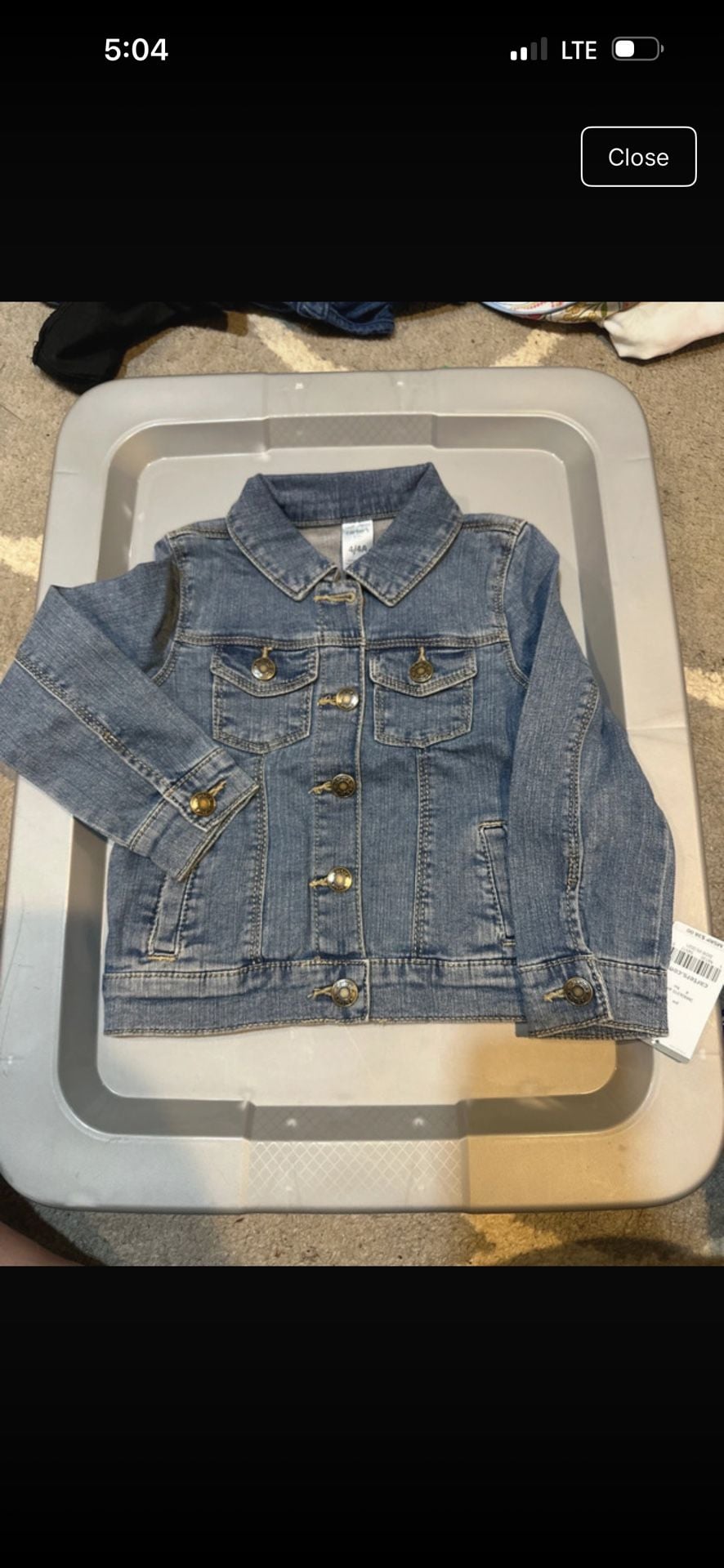 Carter's Denim Jacket Size 4 Blue Button Up Medium Pockets Collared 2