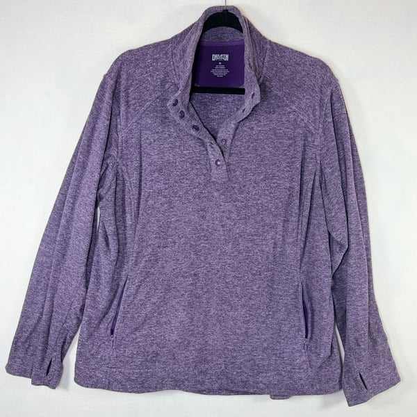Duluth Trading Co Fleece Pullover Snap Mock Neck Purple Heather Women’s XL