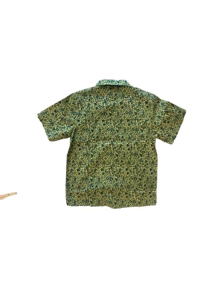 Zero Foxtrot Aloha Surf Shirt Size Large Green Camo Army Men Pattern 9