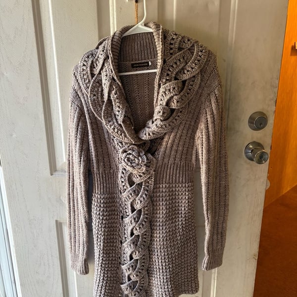 John Fashion Crochet Cardigan Sweater Taupe